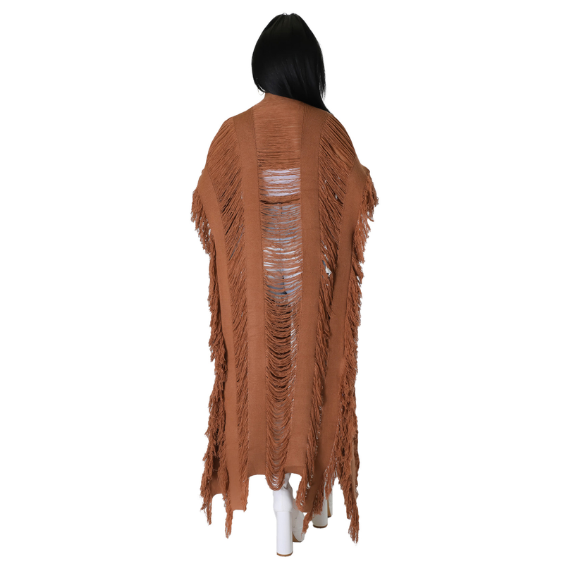 Cardigan creux à la mode pour femmes, veste tricotée avec pompon, automne et hiver_voghion.com
