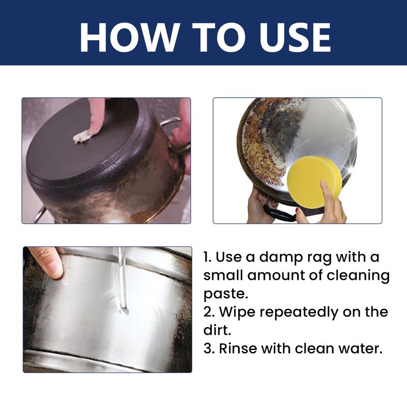 Pasta detergente per acciaio inossidabile, utensili da cucina, pentole, fornelli, macchie di olio pesante, rimozione della ruggine, pasta detergente e disincrostante_voghion.com