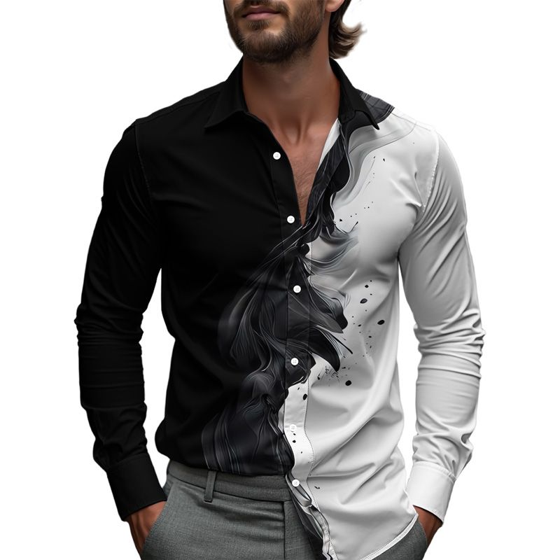 Camicia da uomo semplice, modello monopetto, con risvolto, nuova moda quotidiana, casual, comoda e ampia, da lavoro_voghion.com