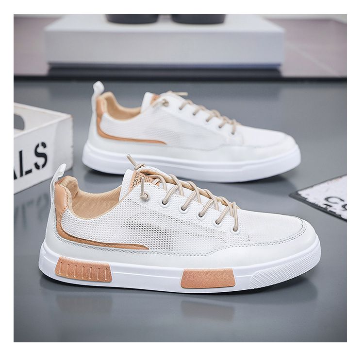 Sommer Atmungsaktives Mesh Canvas Herren Student Trendy Vielseitige weiße Schuhe Dicke Sohle Sport Casual Sneakers Herren_voghion.com