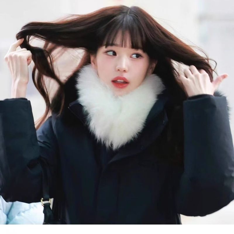 Sciarpa di volpe stile Zhang Yuanying, scaldacollo per donna, autunno inverno, collo di pelliccia caldo e spesso a doppia faccia, universale_voghion.com
