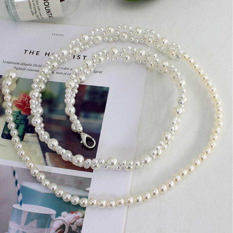 HEIßE Neue Elegante Frauen Perle Gürtel Weibliche Mädchen Strap Dünne Dünne Kleid Lange Taillenbänder Riemen Taille Ketten_voghion.com