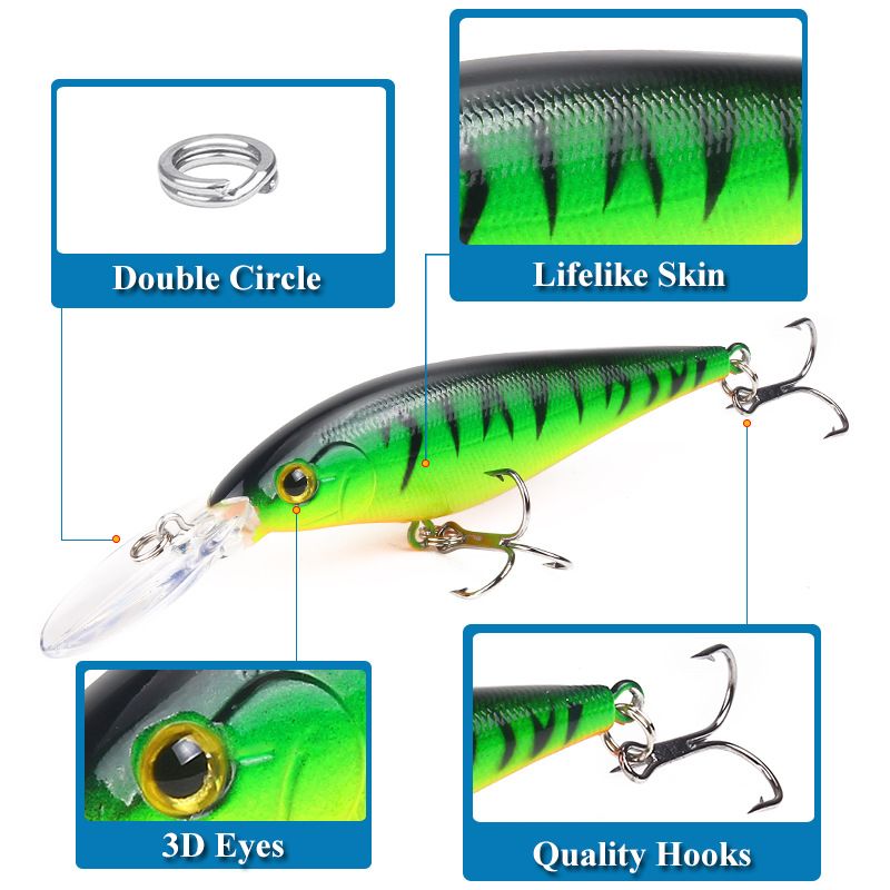 Heißer Stil 11 cm/9,5 g Kunststoff Simulation Fischköder Lange Zunge Minnow Köder Bunte Köder Angelausrüstung_voghion.com