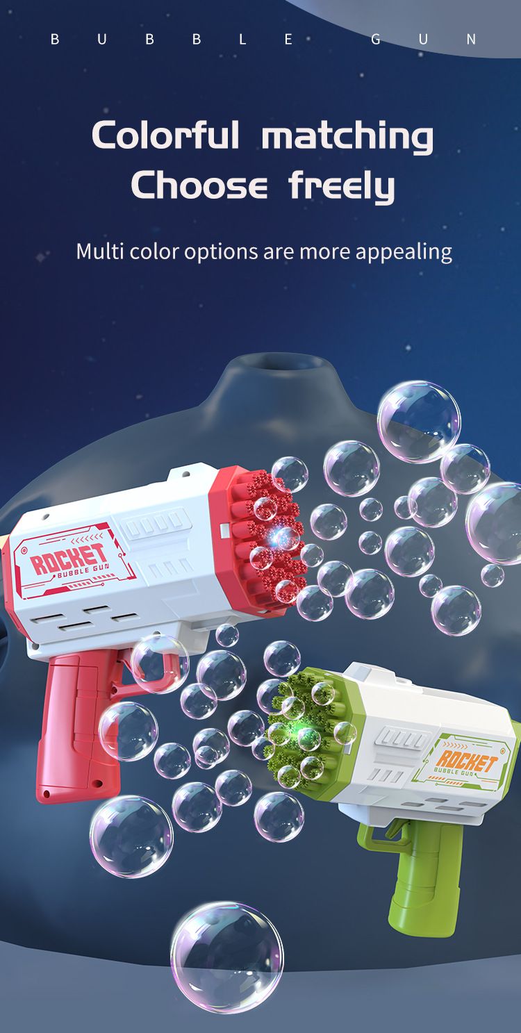 40-gats raket bubbelpistool - Ruimtegatling bubbelmachine voor kinderen, buitenspeelgoed, feestartikelen en verjaardagscadeaus_voghion.com