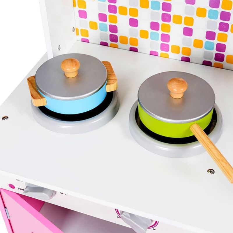 Sturdy Quality Realistic Design Kid's Wooden Pretend Cooking Play Kitchen Set Boost Cognitive Skills For Kids_voghion.com
