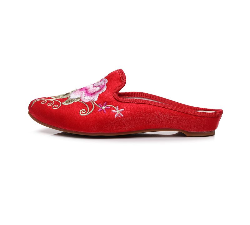 Damenschuhe Hausschuhe Spitzschuh Modische Casual Bestickte Hausschuhe Einstufige Casual Damen Stoff Hausschuhe Sandalen Sommer_voghion.com