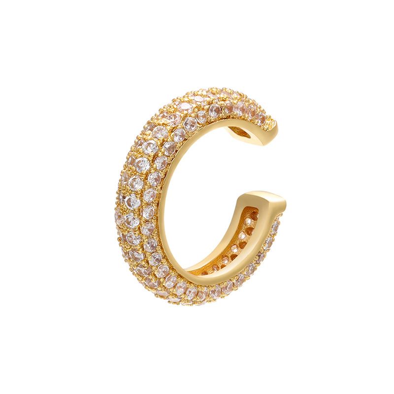 Damenschmuck Perlenschnalle Schmuck Mikro eingelegter farbiger Diamant Ohrknochenclip Farbiges Zirkonium Einfache Ohrclip-Ohrringe Kupfer K vergoldet_voghion.com