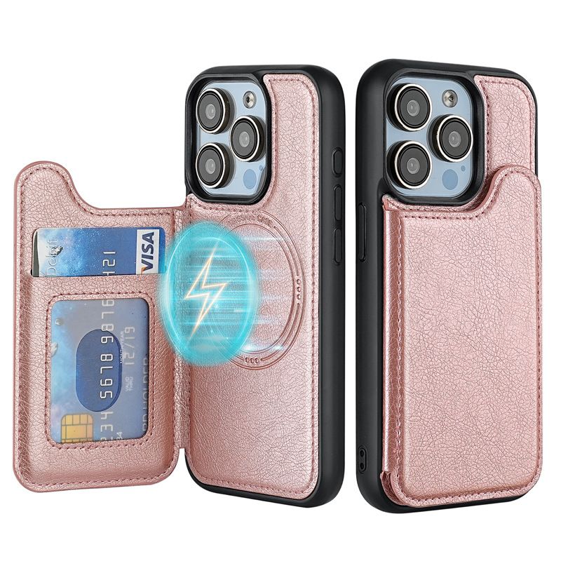 Applicable To 16 Leather Case, Apple 15 Magnetic Suction 14 Card, Mobile Phone Case 13magsafe Protective Case, Anti-fingerprint._voghion.com