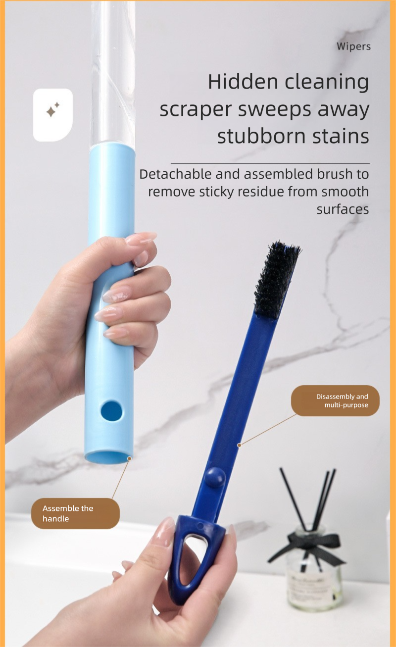 Raschietto portatile con manico corto e testina di spruzzo integrata, strumento di raschiatura dell'acqua per la pulizia dei vetri del bagno 3 in 1_voghion.com