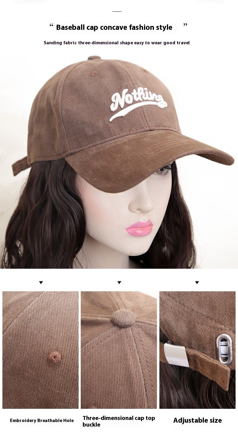 Cappello Parrucca Integrato Aggiornamento Simulazione Capelli Alla Moda Pigro Lana Rotolo Berretto da Baseball Tesa Ingrandita Berretto a Becco d'Anatra Parrucca_voghion.com