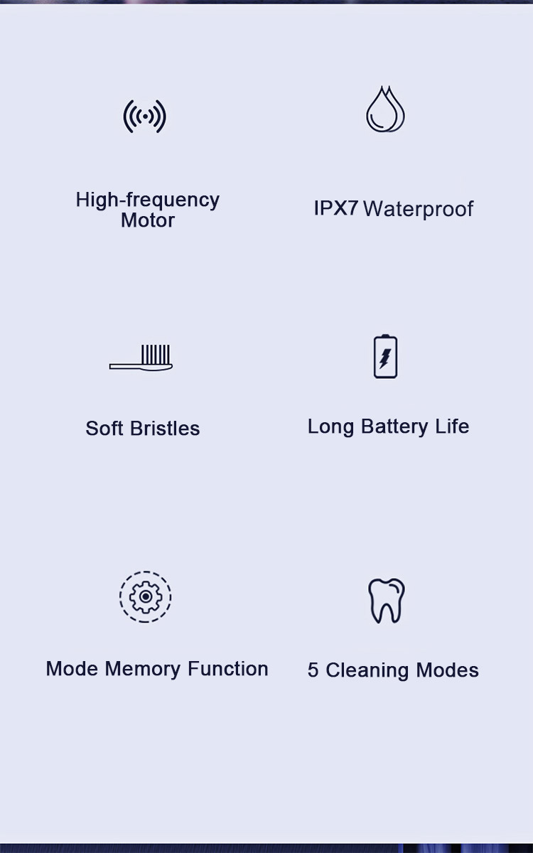 Portable Soft Bristled Ultrasonic Electric Toothbrush XI7 Waterproof Tooth Brush Bathroom Accessories_voghion.com