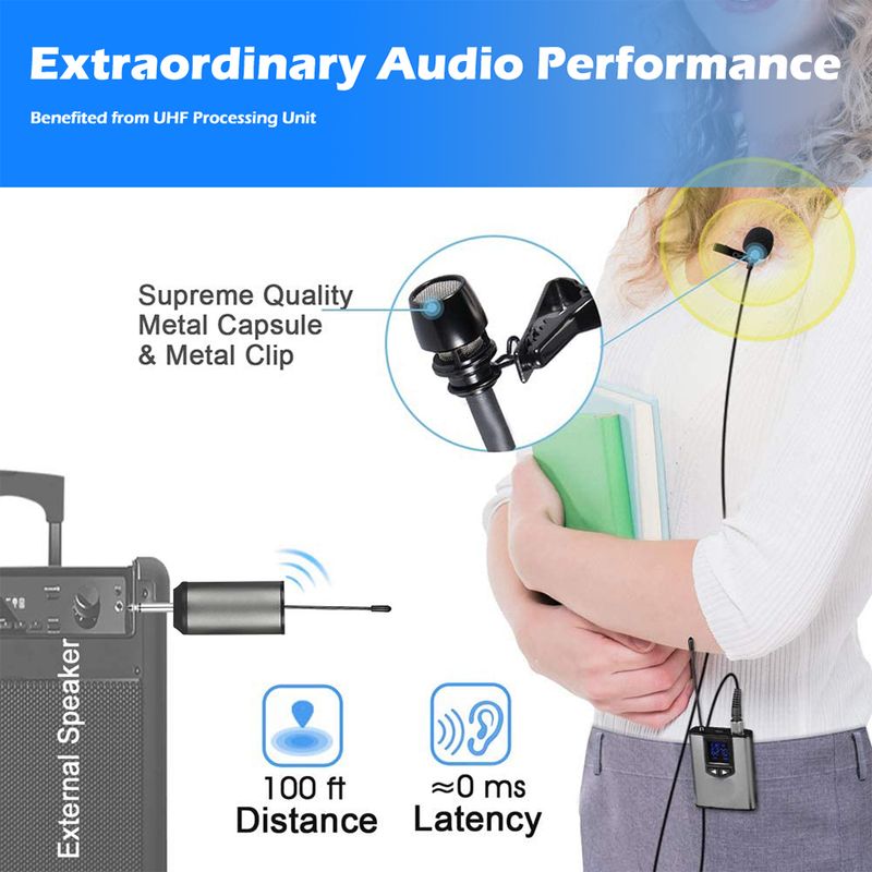 Wireless Microphone Lapel Headset Mini Portable Receiver Transmitter UHF Professional Public Speaking Plug And Play_voghion.com