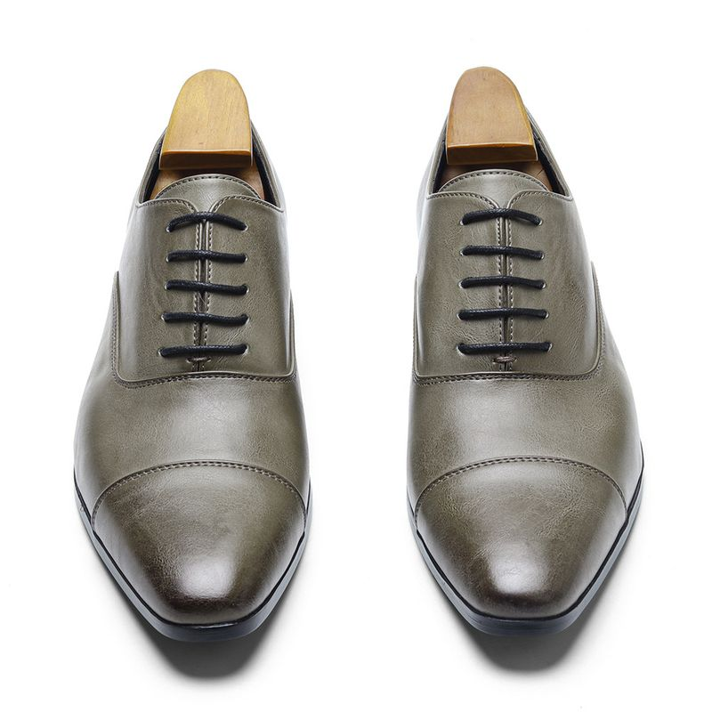 Oxford puntiagudo de alta gama para hombres, zapatos de cuero británicos clásicos y cómodos de negocios, zapatos formales pulidos de color_voghion.com
