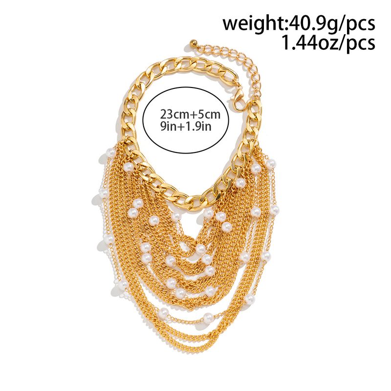Schuhzubehör Schmuck Temperament Mehrschichtige Quaste Hip Hop Fußkette Für Frauen Übertrieben Perle Geometrische Kette Schuhkette_voghion.com