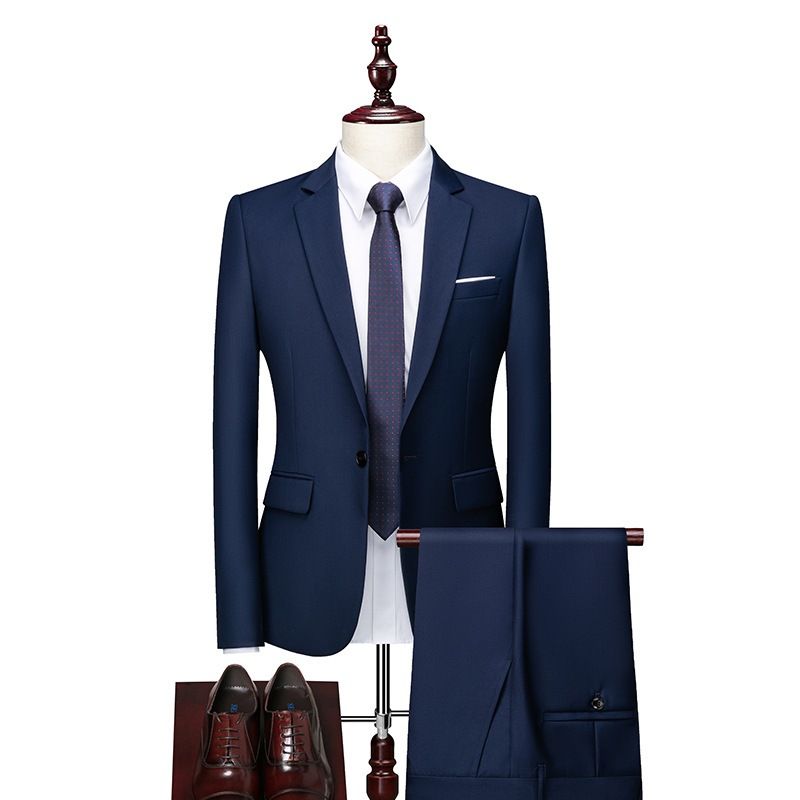 CT 2025 Spring Autumn New Men's Business Slim Fit Notched Lapel Suit Two-Piece Pocket Decoration Plus Size Tuxedo Set_voghion.com