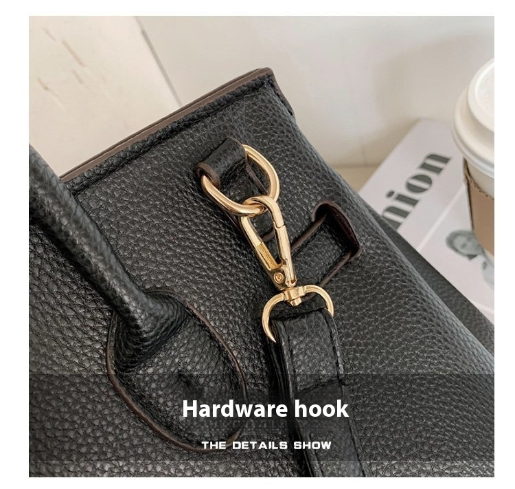 Large Capacity Platinum Bag, Retro And Fashionable Handbag, Women's New Lychee Pattern Contrasting Color Single Shoulder Crossbody Bag_voghion.com