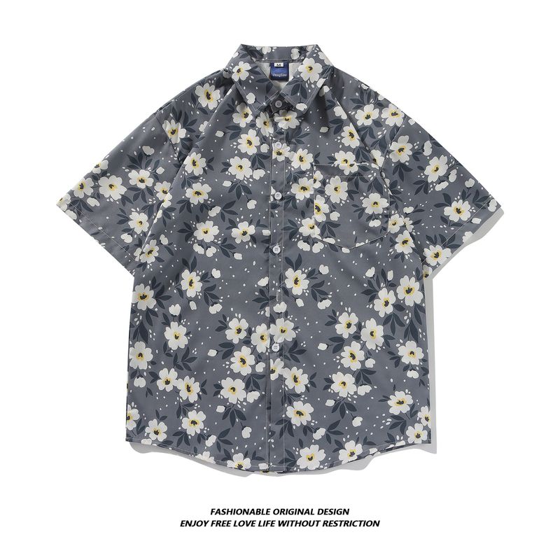 Tie-Dye Herren Kurz Sommer Dünn High-End Cool Fünfviertel Ärmel Shirt Lose Jacke Trendy_voghion.com