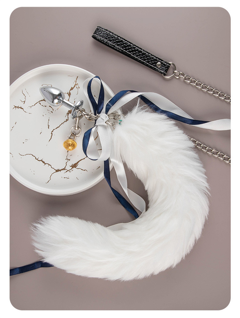 Schwanz Anal Fox Butt Plug Metall Anus Perle mit Ketten Bell Bondage Slave Sexspielzeug für Frauen Erwachsene Produkte C_voghion.com