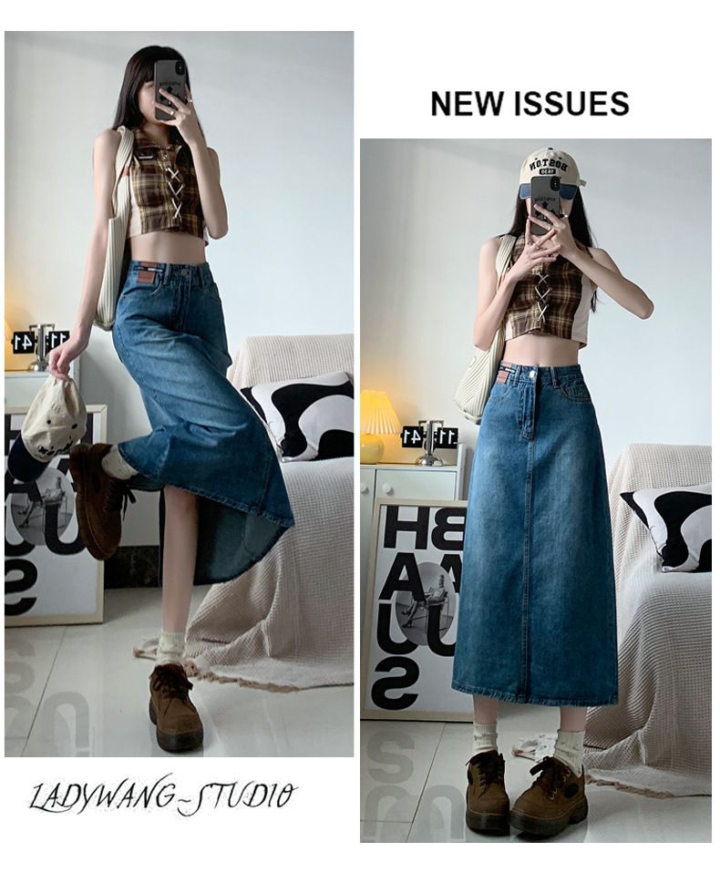 Gonna da cowboy, nicchia femminile, metà corpo a forma di pera, che copre la carne, mostra magrezza, design di media lunghezza a trapezio, alta_voghion.com