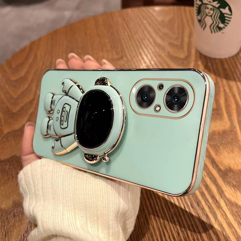 Space Holder Case für Huawei P60 P50 P40 P30 P20 Pro Lite Honor 70 X8 X9 X7 Nova 10 Enjoy 50 Cover Überzogene Astronaut Stand Shell_voghion.com
