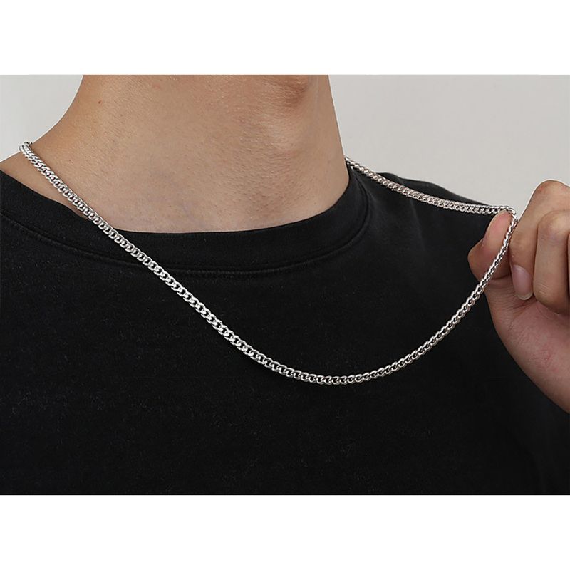 Collana da uomo Domineering S Pure, spessa 3 m, con lato intagliato, lunga catena cubana a forma di frusta, in argento._voghion.com