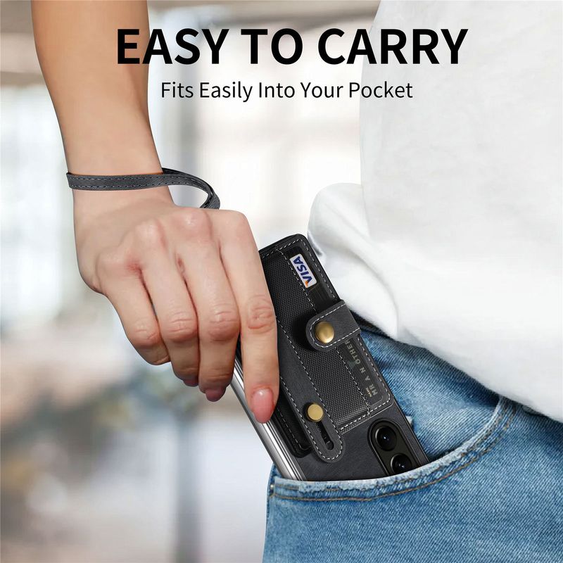 For Galaxy Z Fold6 Phone Case All Inclusive Stand Wristband Card Samsung Z Fold 5 Case_voghion.com