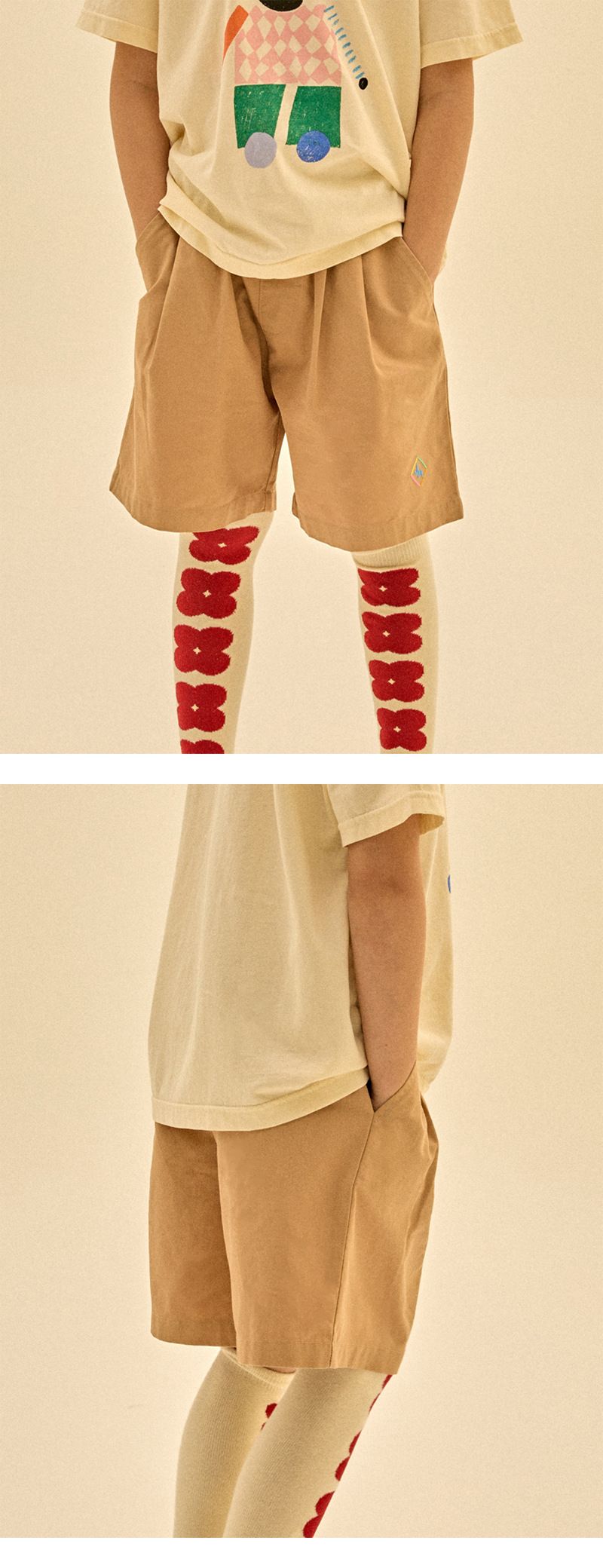 Shorts mère-enfant pour hommes et femmes, shorts tissés décontractés en coton brodé pour enfants_voghion.com