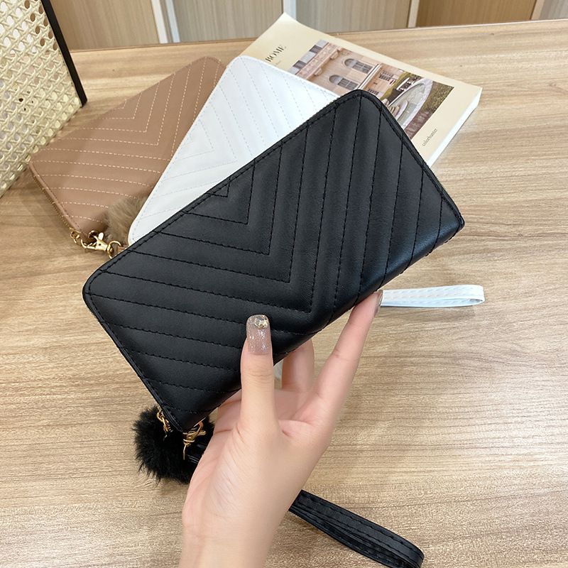 Portafoglio lungo da donna - Portafoglio sottile con design ondulato e grande capacità, portafoglio alla moda minimalista_voghion.com