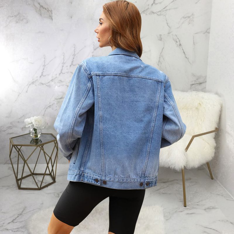 Trendy Washed Denim Jacket For Women - Slim Fit Stretchable Comfortable Casual Coat With Vintage Distressed Look_voghion.com