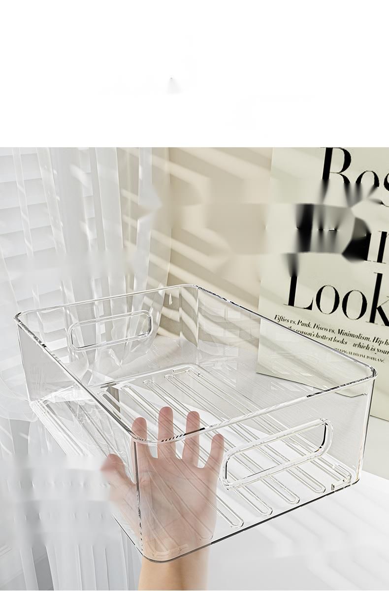 Desktop Storage Cosmetics Organizing Basket Dormitory Snacks Small Sundries Plastic Rectangular Acrylic Transparent Box_voghion.com