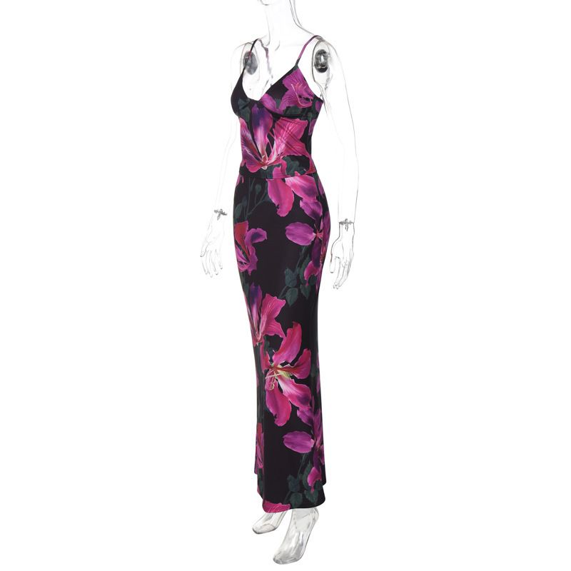 Abbigliamento da donna, canotta sexy estiva, alla moda, con stampa a fiori grandi, due pezzi_voghion.com