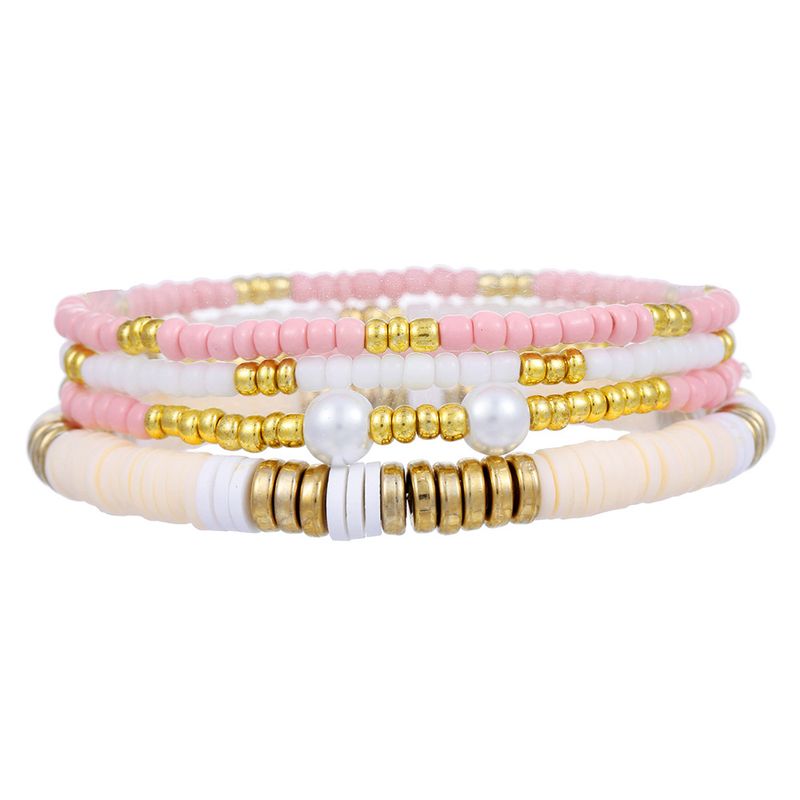 Women's Holiday Style Soft Clay Beaded Colorful Bracelet Set Bohemian Stacking Pearl Bracelet_voghion.com