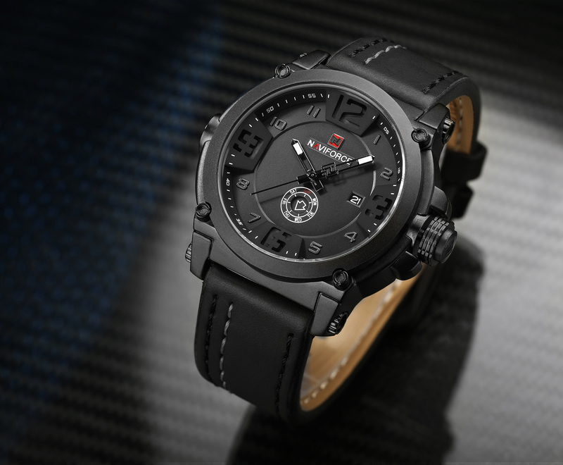 NAVIFORCE Leading 9099 Calendar Men's Waterproof Quartz Belt Watch_voghion.com