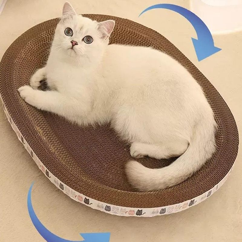 Cat Scratcher Cardboard Oval Cat Scratch Pad Bowl Nest For Indoor Cats Grinding Claw Round Cat Scratching Board_voghion.com
