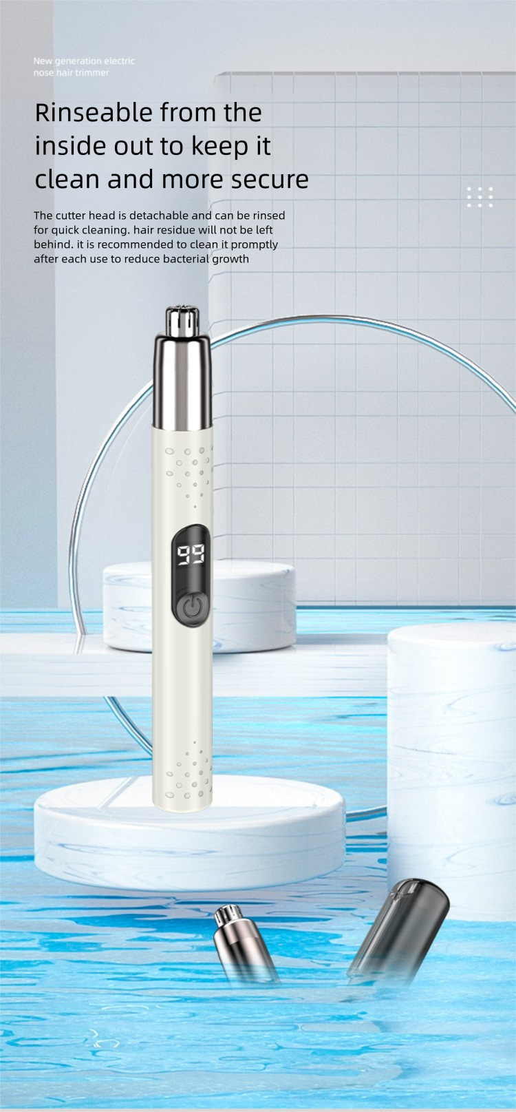 Nuovo tagliacapelli elettrico per uomo, tagliacapelli lavabile, macchina per peli del naso con display digitale_voghion.com