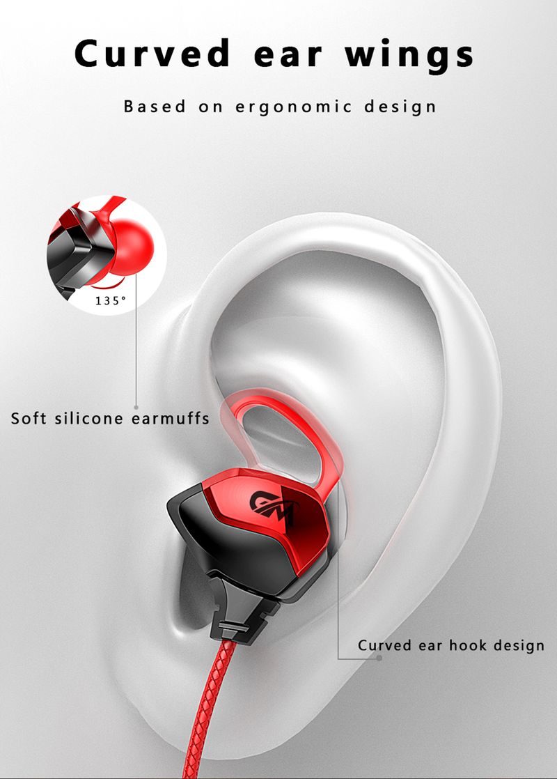 Gaming Esports Wired Headphones With Sound Recognition, In Ear Wired Control With Microphone, Heavy Bass Headphones_voghion.com