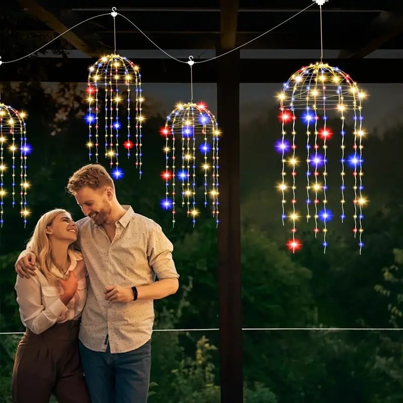 Solar Jellyfish Lights 4pcs Solar Waterproof Outdoor Hanging Home Garden Decoration Lights With 8 Modes For Courtyard Trees_voghion.com