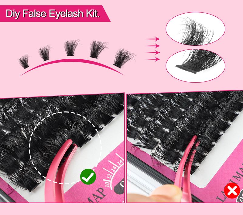 Cross border hot selling 80D100D single cluster false eyelashes set DIY segmented European and American natural thick D curved eyelashes_voghion.com