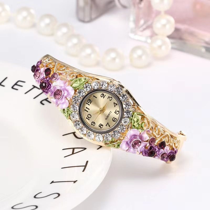 Mode Vintage Cloisonné Blossom Rich Damen Handuhr Damenmode Armband Quarzuhr Jahrestag_voghion.com