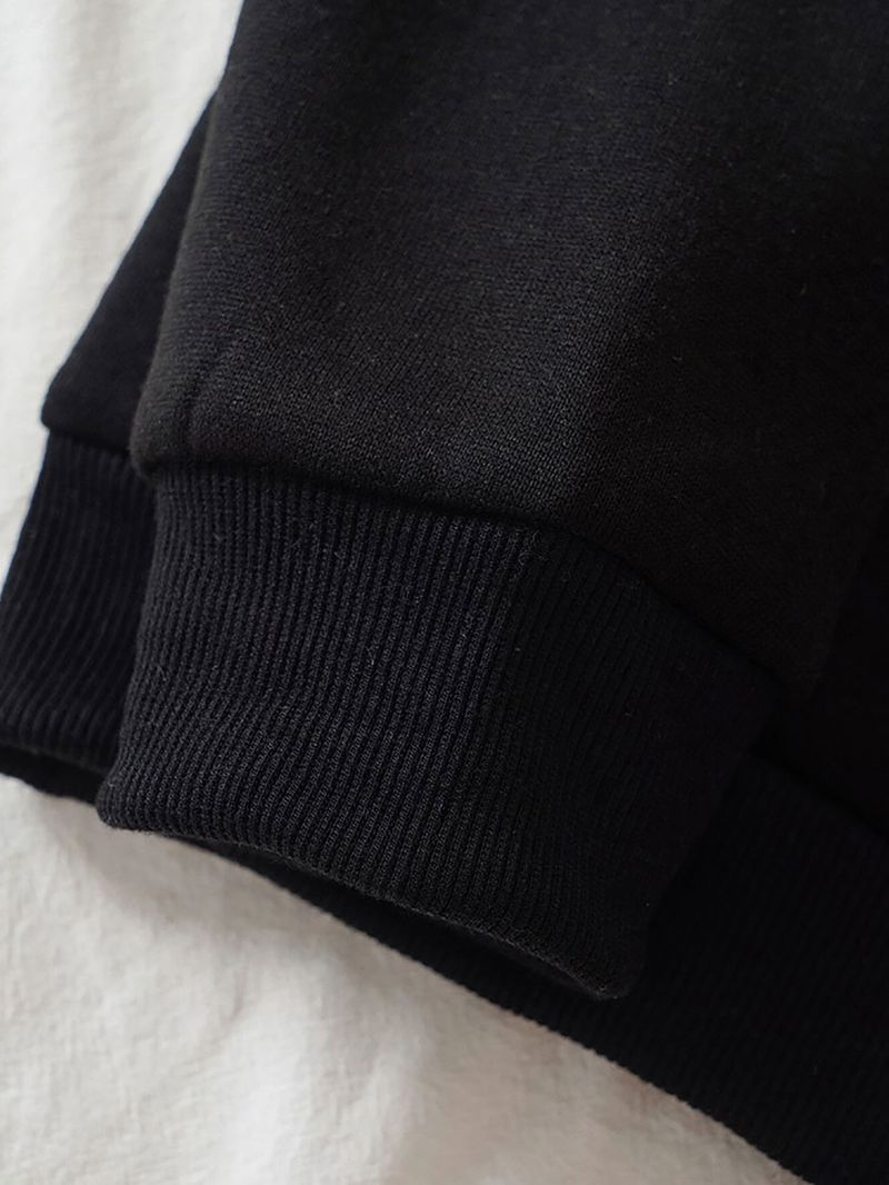 Abbigliamento da uomo più felpa in velluto con stampa di lettere, tasca con coulisse e cappuccio stampato_voghion.com