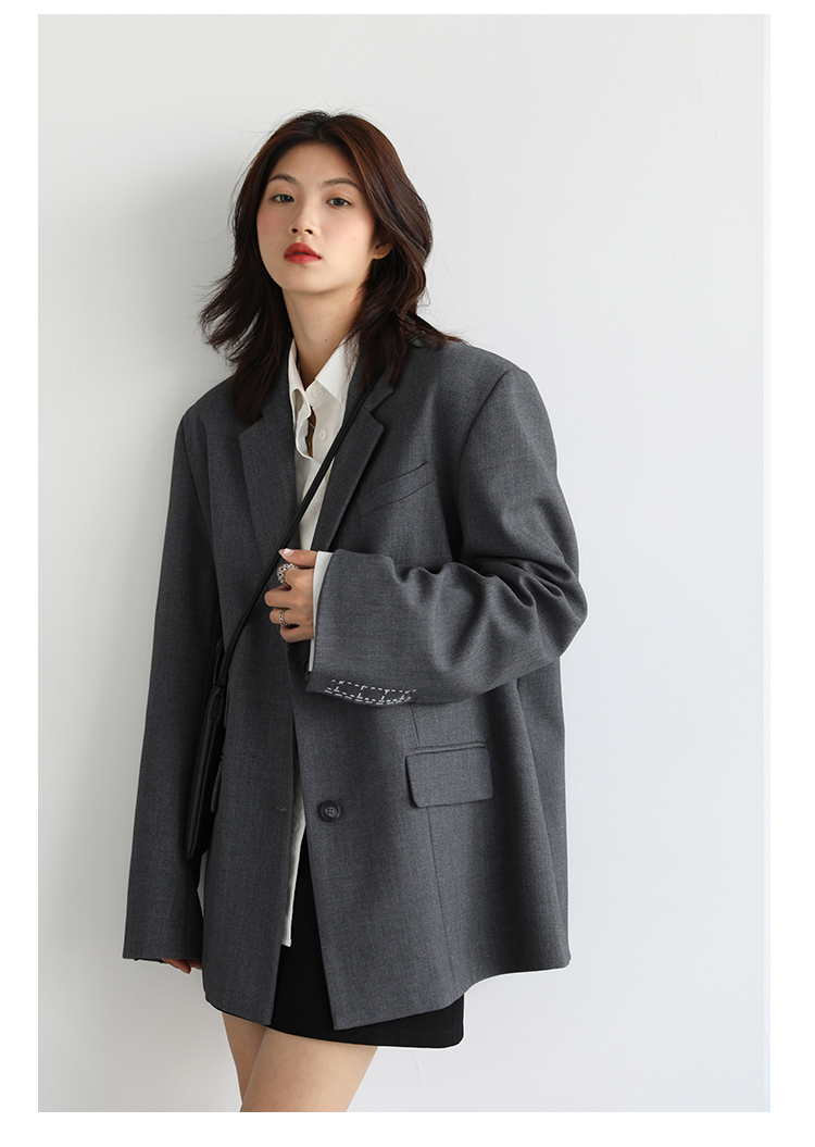 CHICVEN Donna Office Lady Blazer Polsino Ricamo Spalla Larga Abito in Twill Capispalla Donna Autunno Capispalla Elegante Top_voghion.com