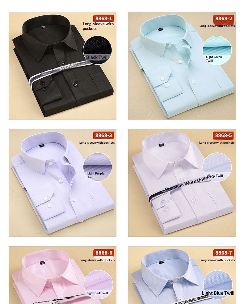 Chemise blanche à manches longues unie pour homme, collection printemps-automne haut de gamme Cove, vêtements de travail professionnels pour femmes et hommes._voghion.com