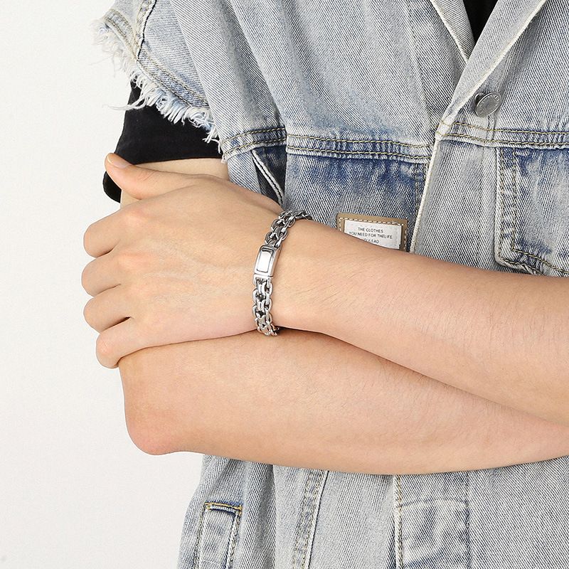 Men's Stainless Steel Bracelet With Vintage Chain Design - Punk Style Titanium Steel Cuff For Bold And Edgy Look - Sizes 10mm-20mm_voghion.com