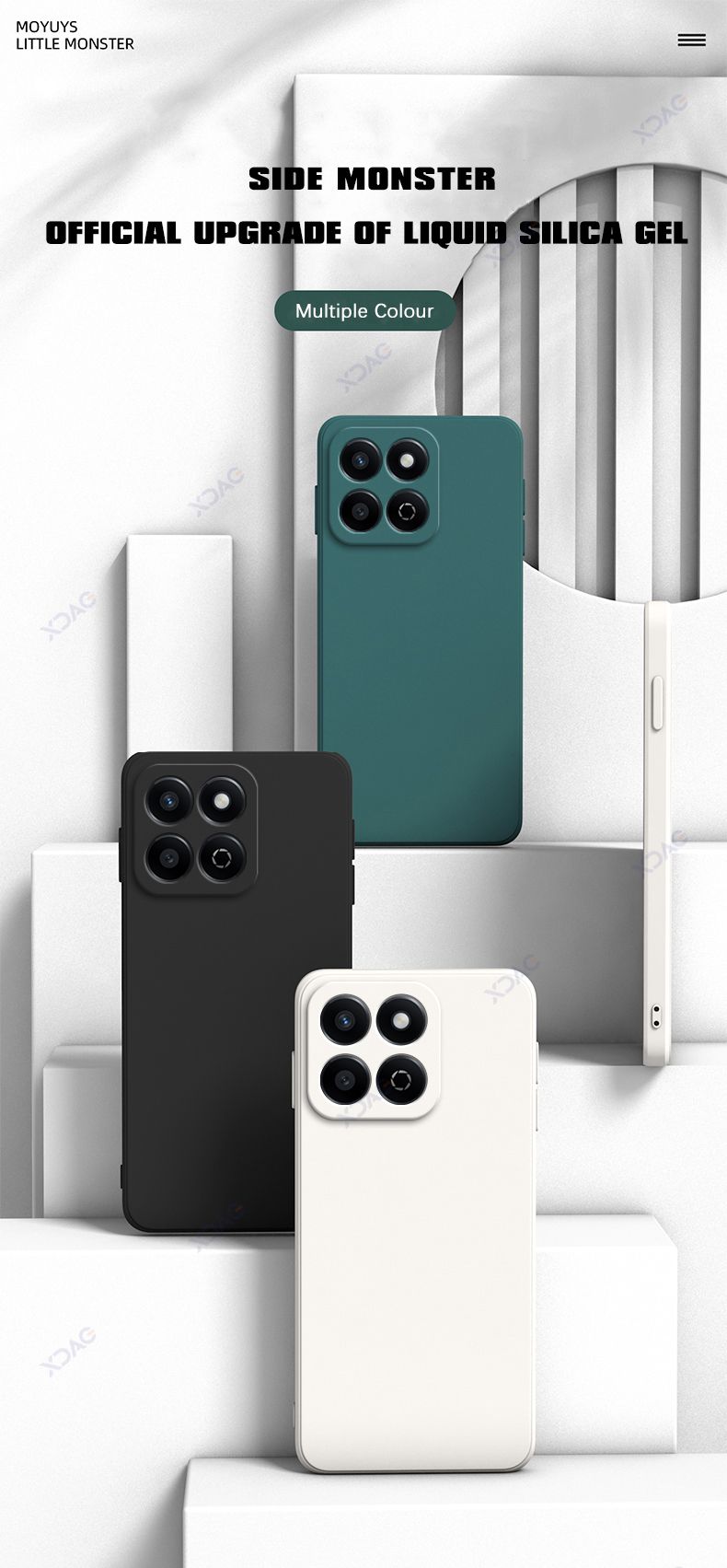 Luxury Square Liquid Silicone Phone Cases for Honor X7C Full Soft Protective Back Cover HonorX7C Original Shockproof Armor Shell_voghion.com