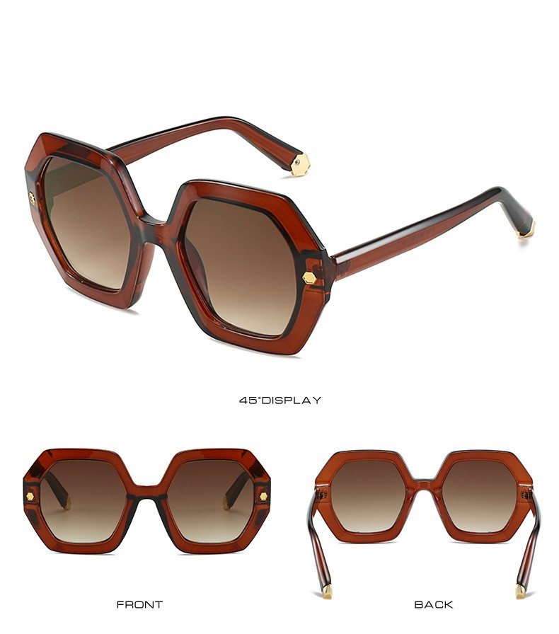 KAMMPT Oversized Men Sungl Fashion Hexagon Frame Gradient Shades Eyewear Women 2023 Trendy Ins Popular Brand Sun_voghion.com