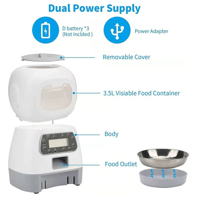 WIFI Intelligent Control 3.5L Elf Pet Feeder Automatisk timing och kvantitativ maskin trådlös APP-matning_voghion.com