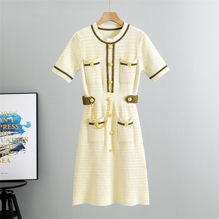 Robe tricotée de style petit parfum pour femmes, vêtements de tempérament _voghion.com