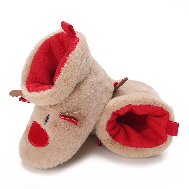 Pantofole in pile per neonati da 0 a 18 mesi, morbide e antiscivolo, stivaletti di Natale per bambini, stivali invernali da alce e cervo, per ragazze_voghion.com
