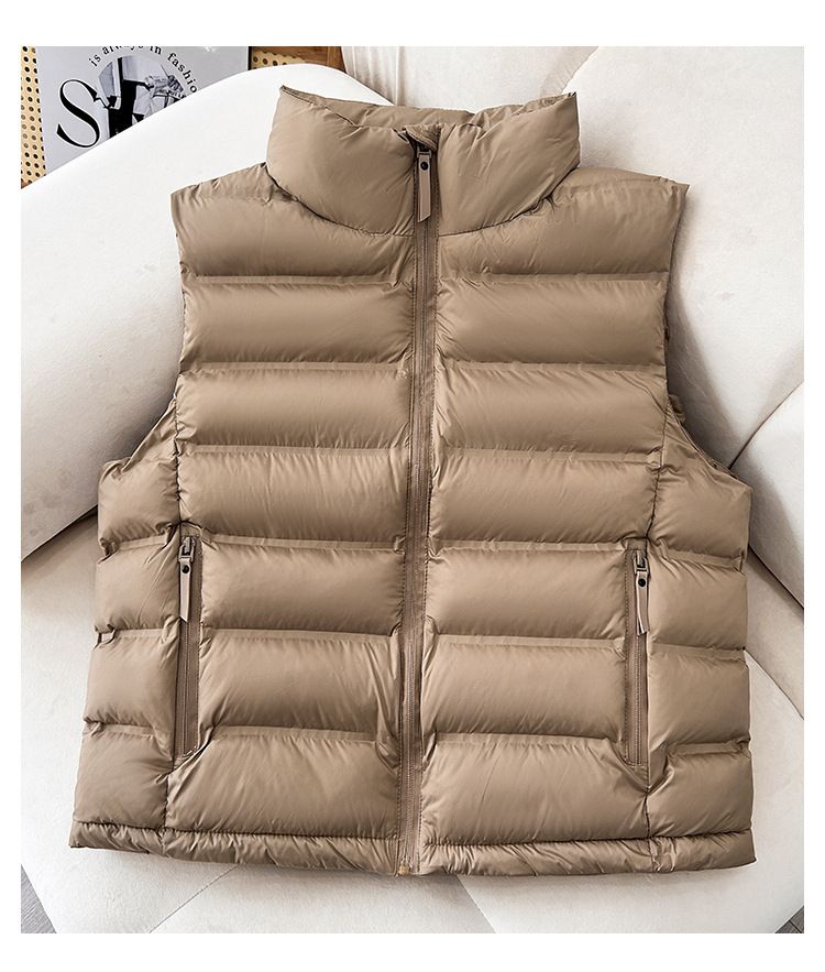 Leichte, gesteppte Pufferweste für Damen mit Stehkragen, lässige, ärmellose Slim-Fit-Jacke für das ganzjährige Layering_voghion.com