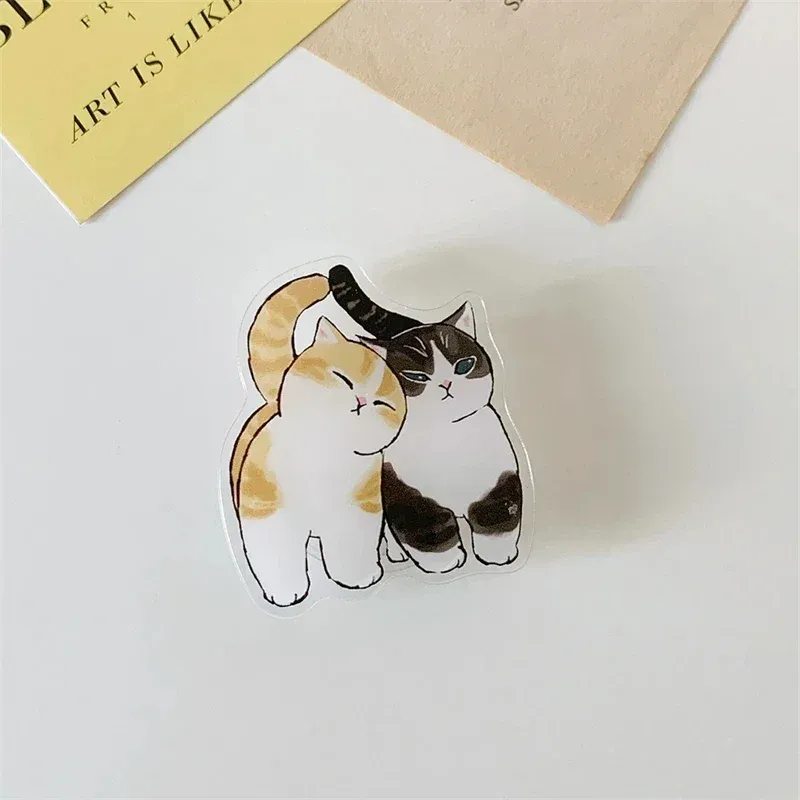 Suporte de telefone de acrílico fofo 3D Cat Panda Griptok para iPhone 16 15 Samsung Korean Kitten Grip Tok Suporte de dedo dobrável Soquete_voghion.com